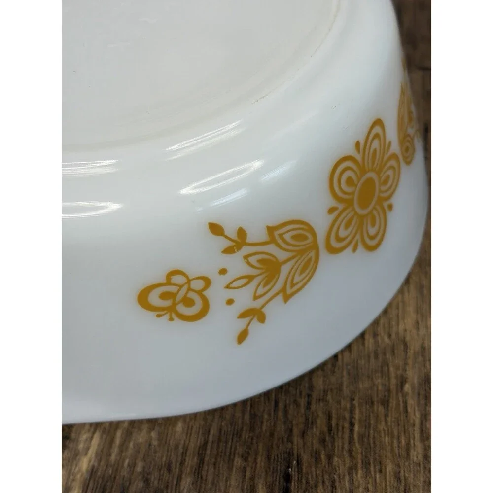 Pyrex Butterfly Gold 472 Casserole 1.5 Pt with Lid Vintage 1970s Bowl MINT - Picture 10 of 11